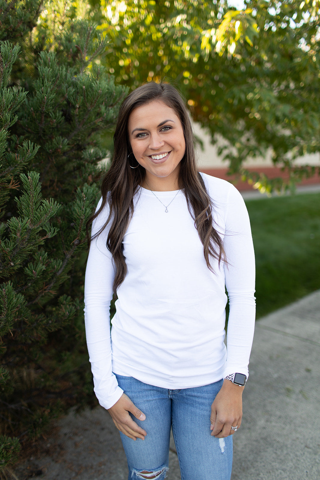 White Basic Cotton Long Sleeve Tee (SM-3X)