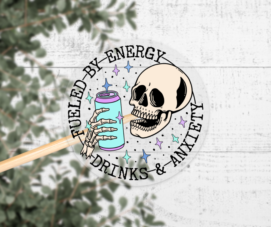 Energy Drinks & Anxiety Clear Sticker